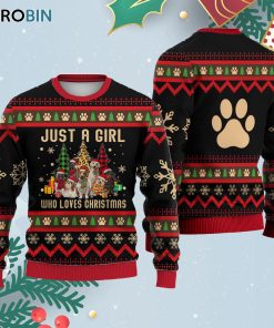 Just A Girl Who Loves Christmas Dog Ugly Christmas Sweatshirt – Sweater