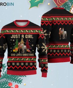 Just A Girl Who Loves Christmas Horse Ugly Christmas Sweatshirt – Sweater