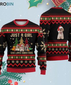 Just A Girl Who Loves Christmas Shih Tzu Dog Ugly Christmas Sweatshirt – Sweater