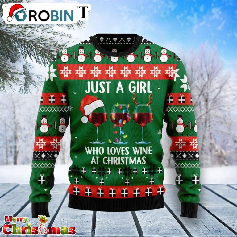 Just A Girl With Wine Christmas Sweater – Best Xmas Gift