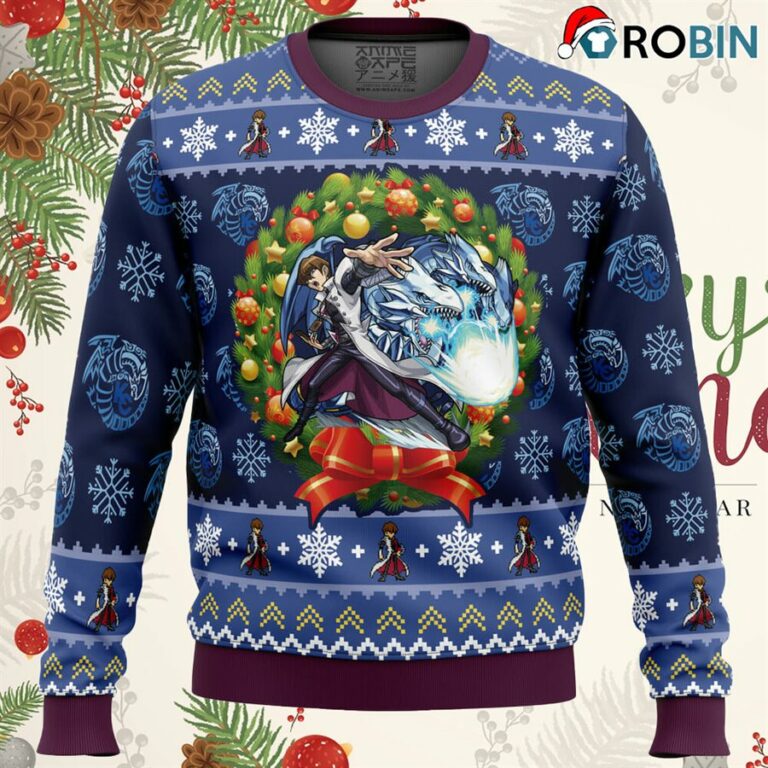 Kaiba Blue-Eyes White Dragon Christmas Yugioh Ugly Christmas Sweater