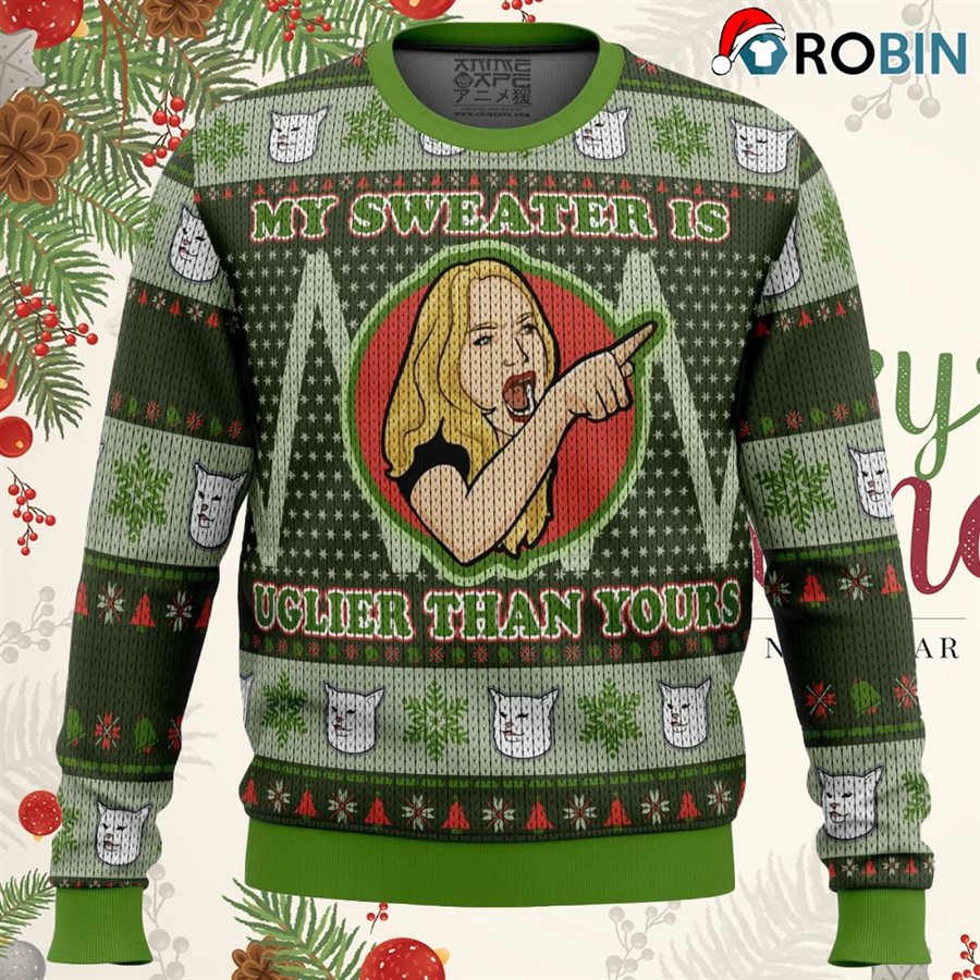 Karen Yelling At Grumpy Cat Meme Ugly Christmas Sweater