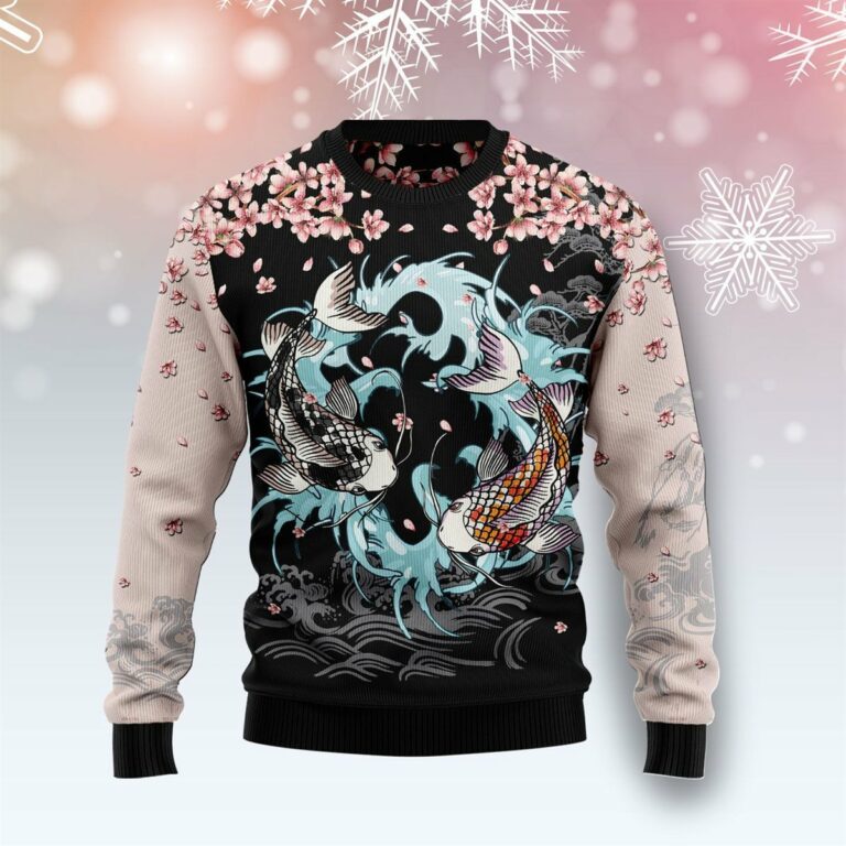 Koi Blossom Christmas Ugly Sweatshirt, Sweater