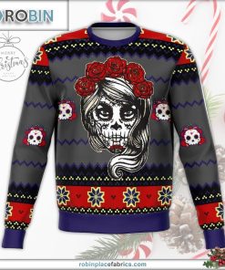 lady dead day ugly christmas sweater 78 2XFgF