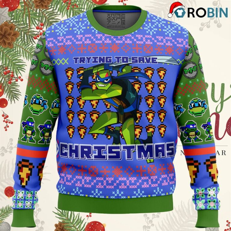 Leonardo Rise Of The Teenage Mutant Ninja Turtles Ugly Christmas Sweatshirt, Sweater