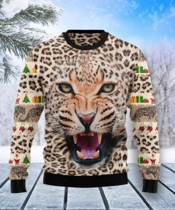 Leopard Cute Face All Over Printed Ugly Sweatshirt, Sweater