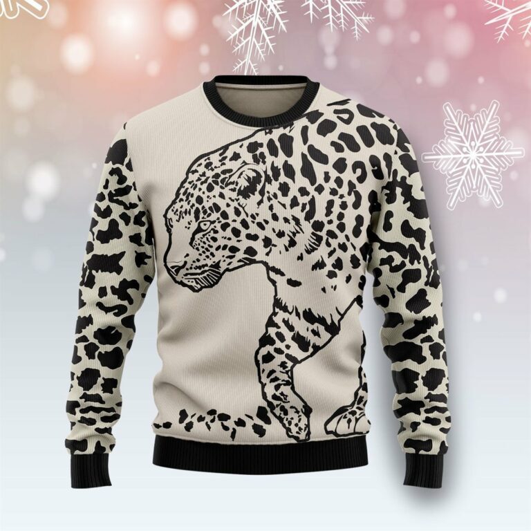 Leopard Pattern Christmas Ugly Sweatshirt, Sweater