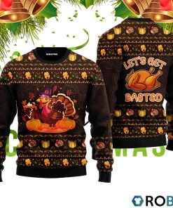 Lets Get Basted Turkey Thanksgiving Ugly Christmas Sweater RB4909