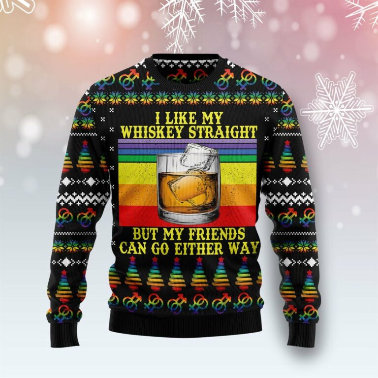 LGBT Whiskey Straight Christmas Ugly Sweatshirt, Sweater