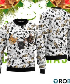 Life Is Better With Cats Ugly Christmas Sweater RB2228 Life Is Better With Cats Ugly Christmas Sweater RB2228