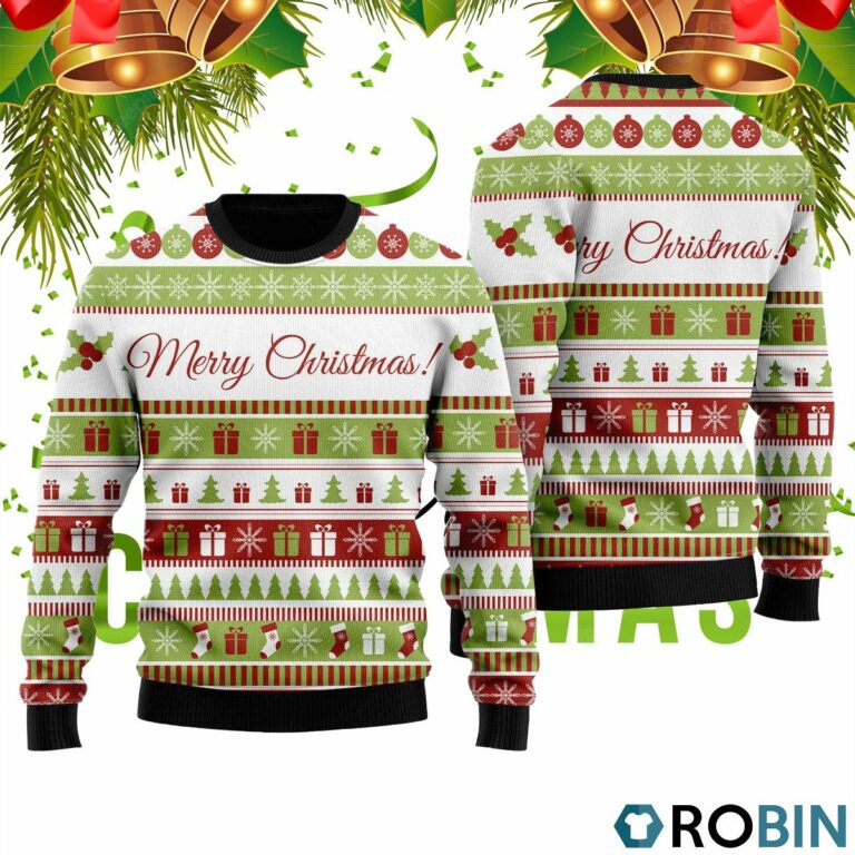 Light Up Christmas Gift Pattern Ugly Christmas Sweater RB2095