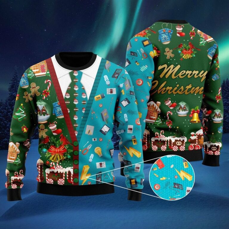 Lineman Ugly Christmas On Christmas Holiday Christmas Ugly Sweatshirt, Sweater
