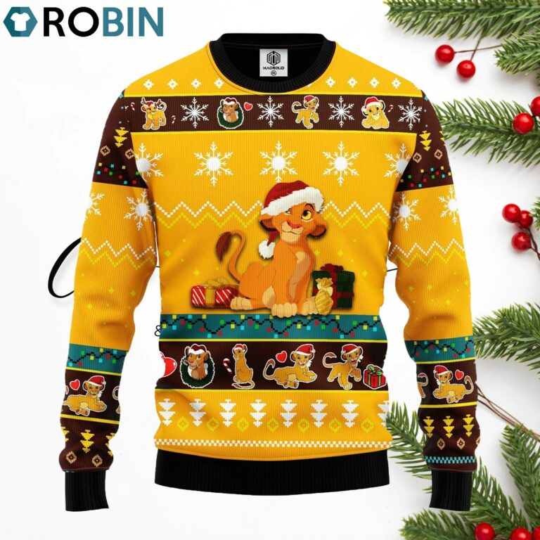 Lion King Simba Ugly Christmas Sweater Yellow