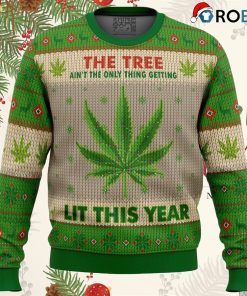 Lit This Year Weed Ugly Christmas Sweater