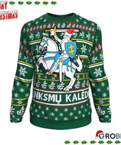 Lithuania Merry Christmas Green Ugly Sweatshirt, Sweater