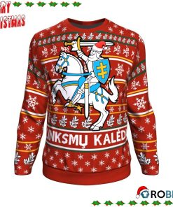 Lithuania Merry Christmas Red All Over Red Ugly Sweatshirt, Sweater