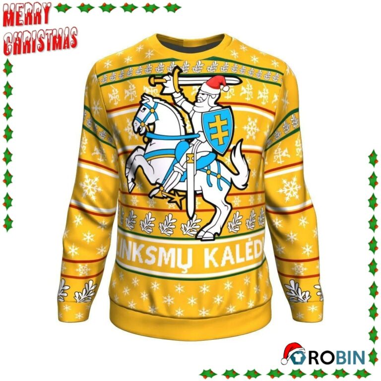 Lithuania Merry Christmas Yellow Ugly Sweatshirt, Sweater