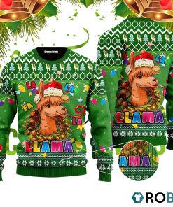 Llama In Santa Hat With Christmas 3D Print Ugly Christmas Sweater RB4402