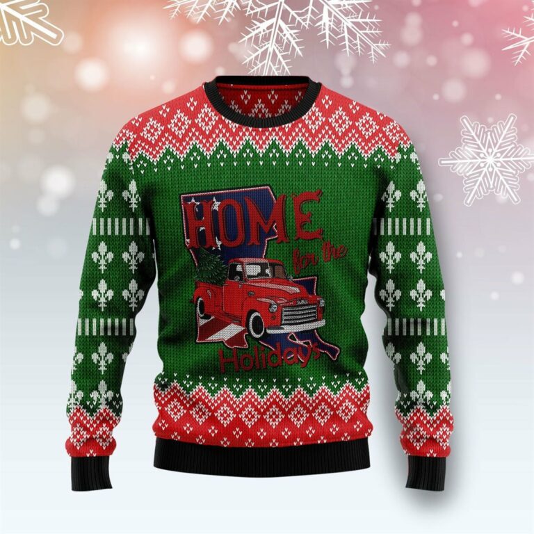 Louisiana Home For Christmas Ugly Sweatshirt, Sweater