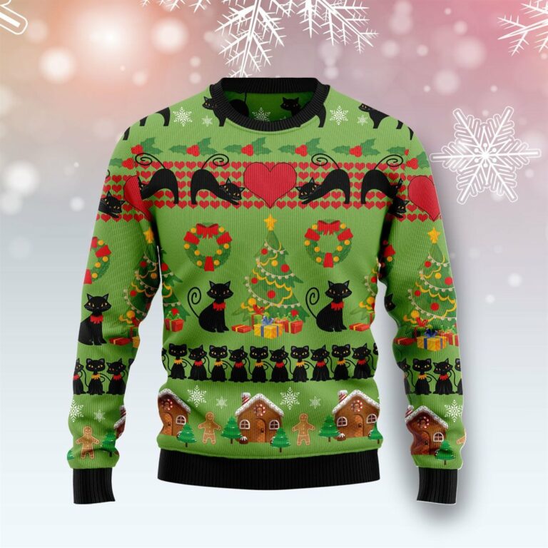 Love Black Cat Ugly Sweatshirt, Sweater