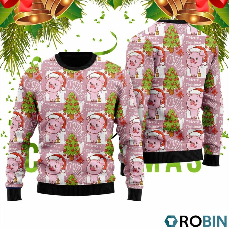Lovely Pig On Pink Ugly Christmas Sweater RB2449
