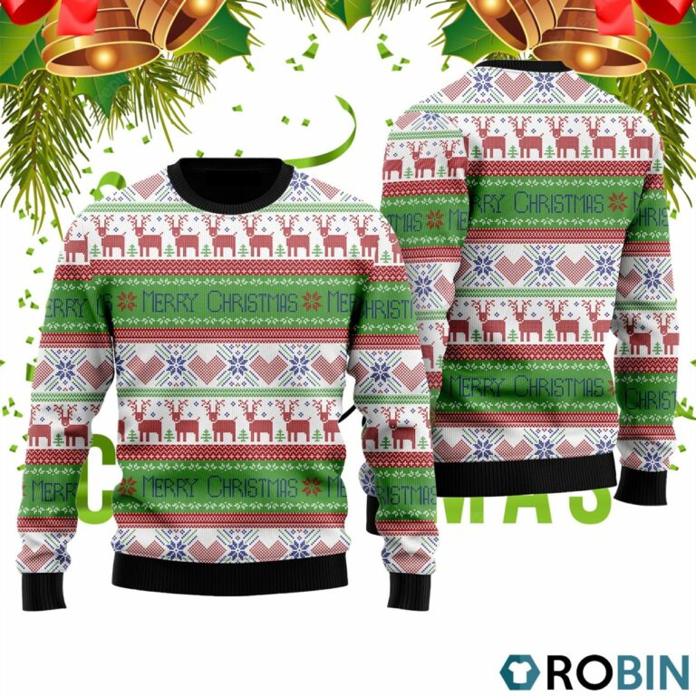 lue Red Tacky Reindeer Xmas Pattern Ugly Christmas Sweater RB2075