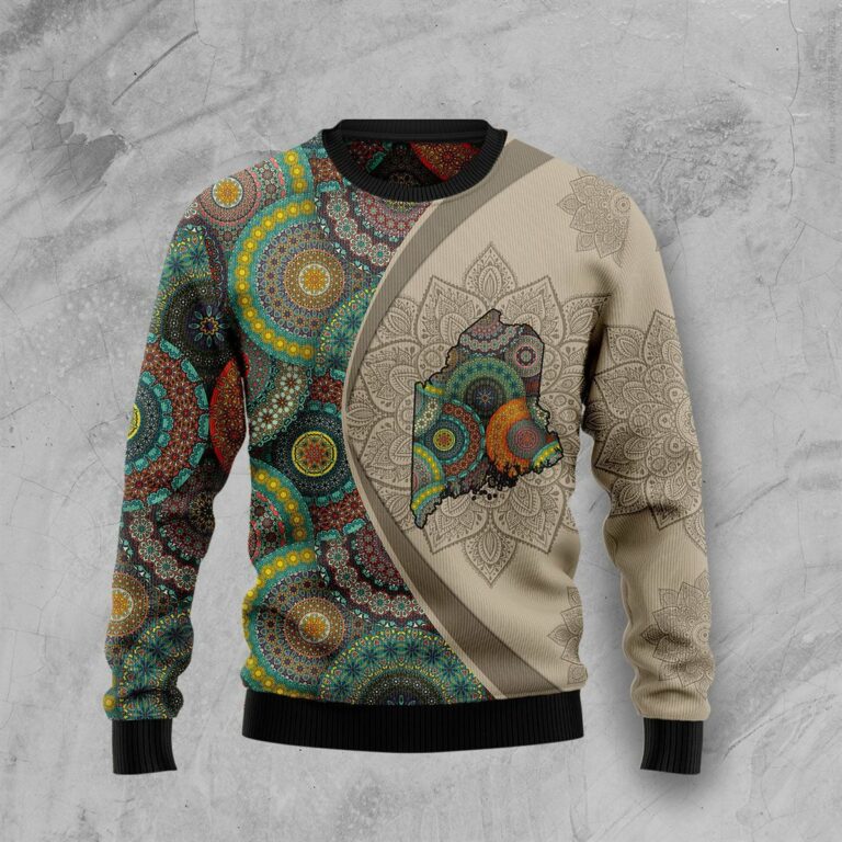 Maine Mandala Ugly Sweatshirt, Sweater