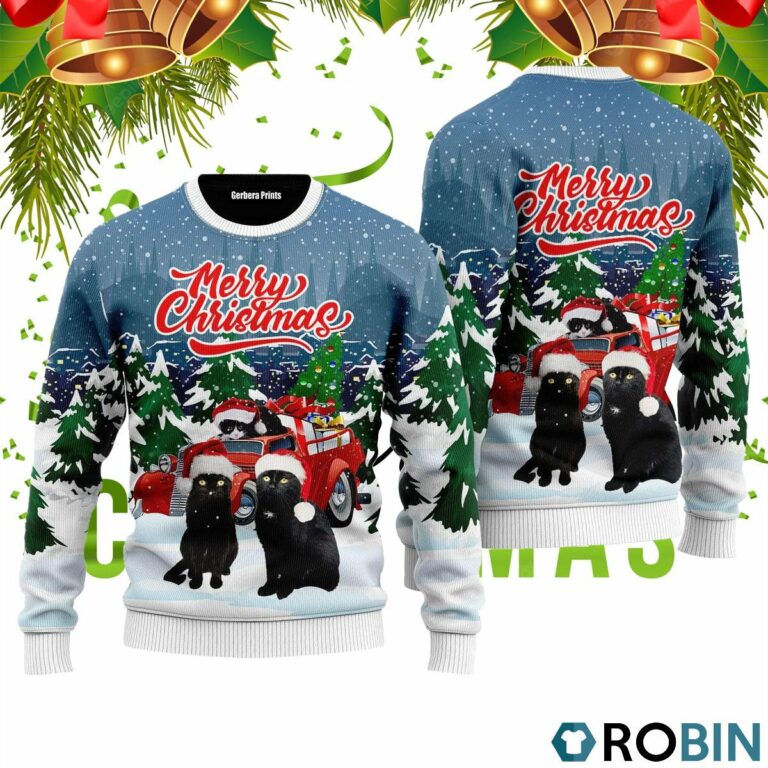 Merry Christmas Black Cat Ugly Christmas Sweater RB4230