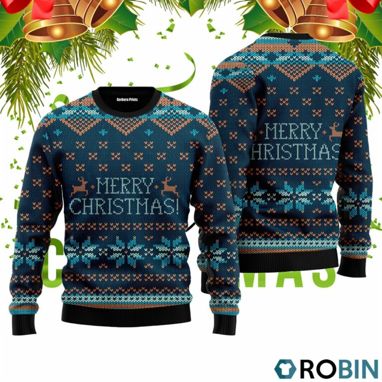 Merry Christmas Scandinavian Style Pattern 3D Print Ugly Christmas Sweater RB2484