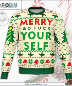 merry go f yourself funny ugly christmas sweater 71 gfU8x