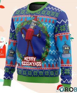 Merry Kissmyass Futurama Ugly Christmas Sweatshirt, Sweater