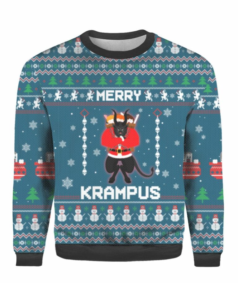 Merry Krampus All Over Print Ugly Sweatshirt, Sweater