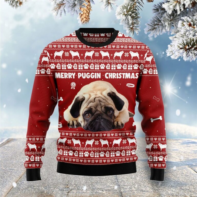 Merry Puggin Ugly Sweatshirt, Sweater