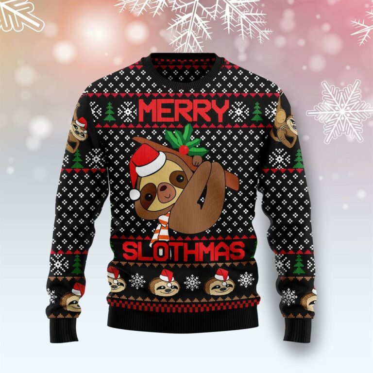Merry Slothmas All Over Print Ugly Sweatshirt, Sweater