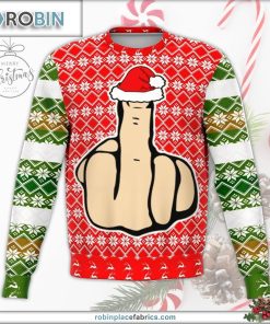 middle finger offensive ugly christmas sweater 69 757Z1