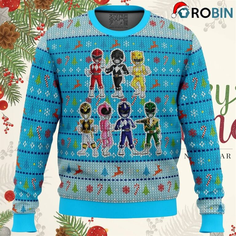 Mighty Morphin Chibis Power Rangers Ugly Christmas Sweater