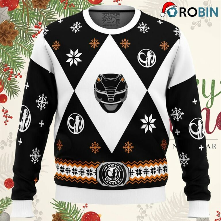 Mighty Morphin Power Rangers Black Ugly Christmas Sweatshirt, Sweater