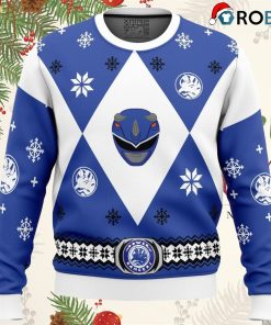 mighty morphin power rangers blue ugly christmas sweater 1 PmMLj