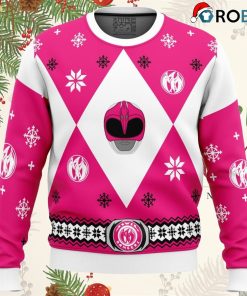 mighty morphin power rangers pink ugly christmas sweater 1 fEjy5