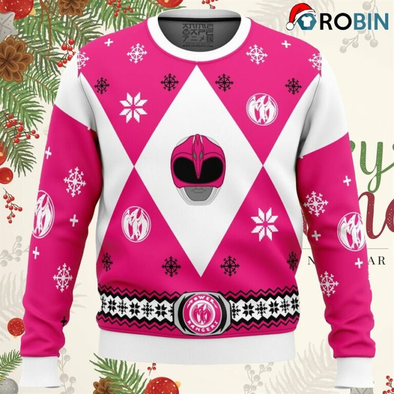 Mighty Morphin Power Rangers Pink Ugly Christmas Sweatshirt, Sweater