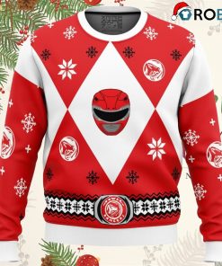 mighty morphin power rangers red ugly christmas sweater 1 spM8m