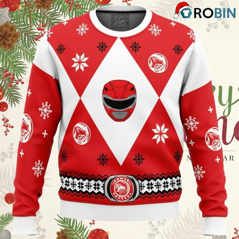 Mighty Morphin Power Rangers Red Ugly Christmas Sweatshirt, Sweater