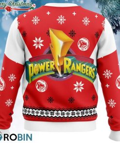 mighty morphin power rangers red ugly christmas sweater 3 aUVbm