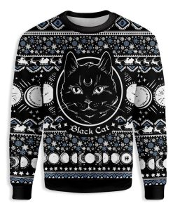 Moon Phase Cute Cat Christmas Wicca Ugly Sweatshirt, Sweater