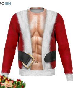 muscle santa sexy christmas ugly sweater 1 xaenee