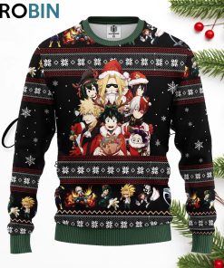 my hero academia anime ugly christmas sweater 1 yhtumr