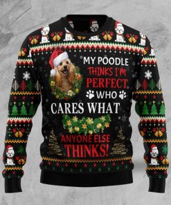 my poodle thinks im perfect ugly christmas sweatshirt sweater 1 j4edcl