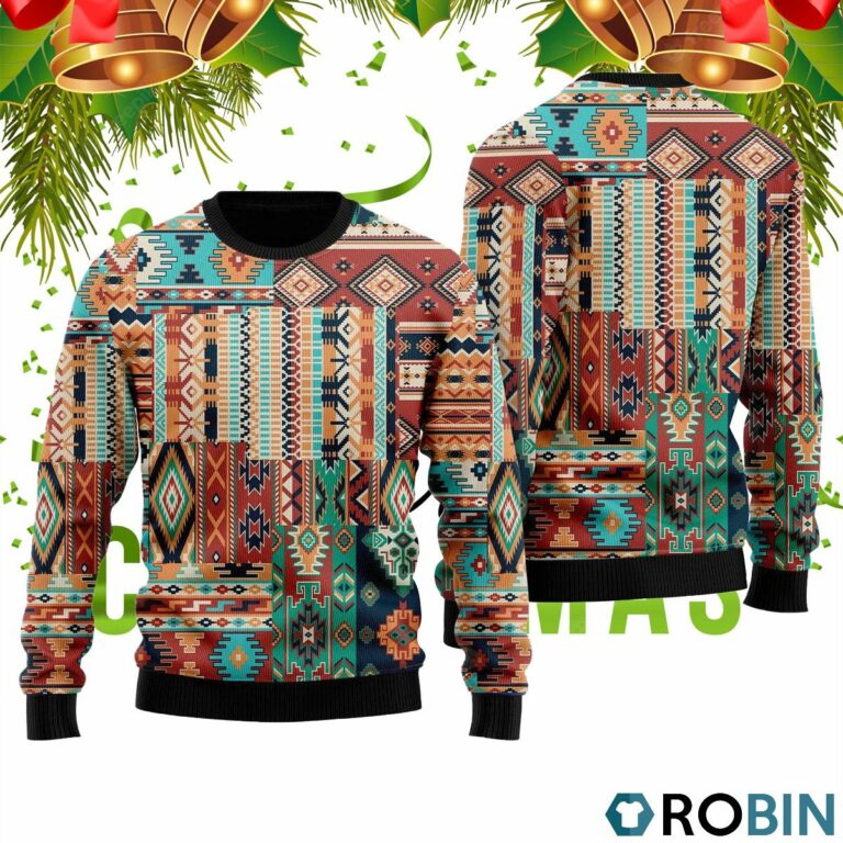 Native American Patchwork Ugly Christmas Sweater RB2047