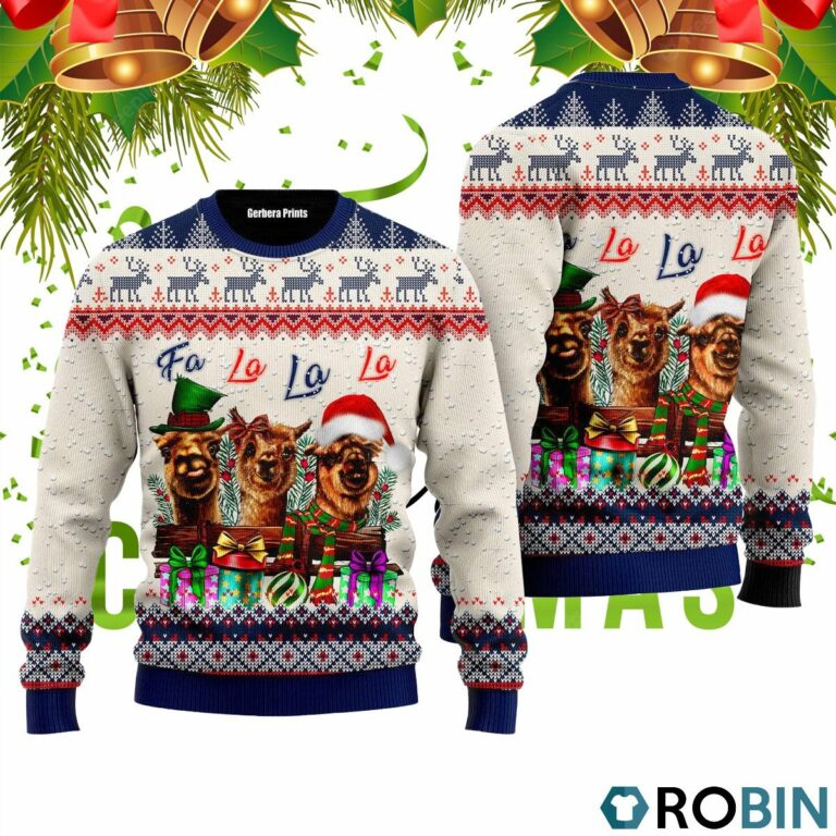 Naughty Llama Fa La La La 3D Print Ugly Christmas Sweater RB4447