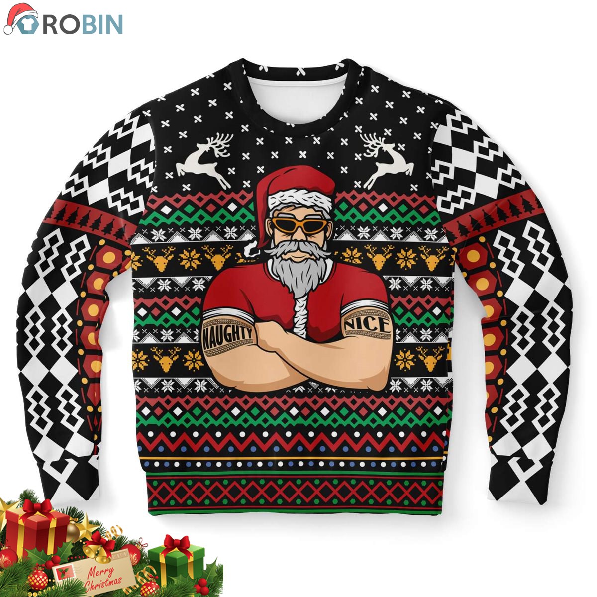 Naughty Santa Bouncer Ugly Christmas Sweatshirt, Sweater ...